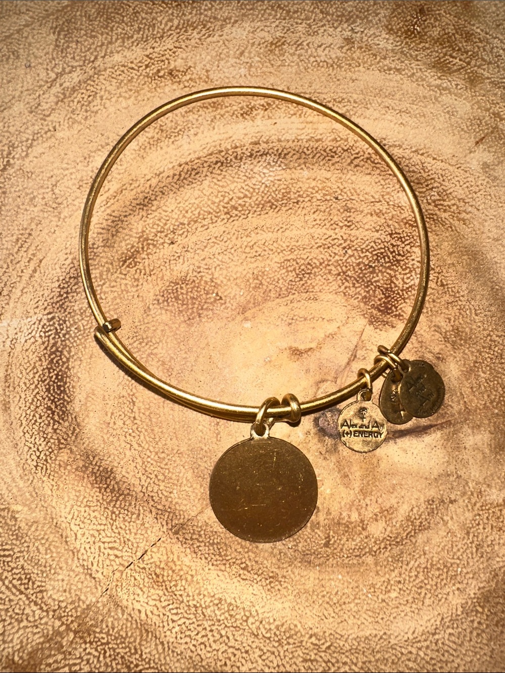 Pre owned Alex and Ani Gold-Tone Gemini Zodiac Charm Bangle Bracelet - Picture 3 of 3
